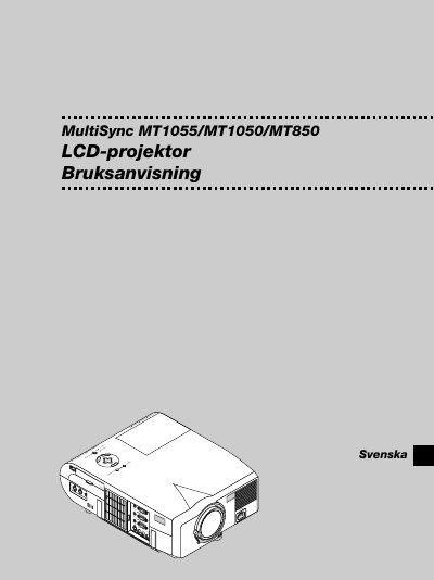 NEC MultiSync MT1055/MT1050/MT850 Projector User Manual - cover page