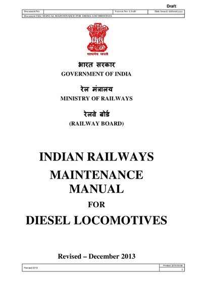 Indian Railways Diesel Locomotive Maintenance Manual