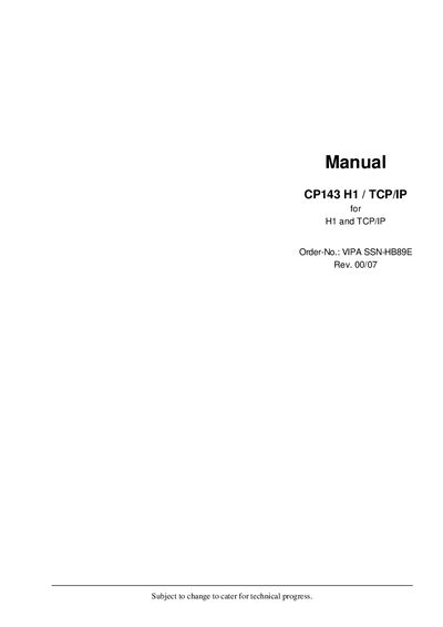 VIPA CP143 H1/TCP/IP User Manual - cover page