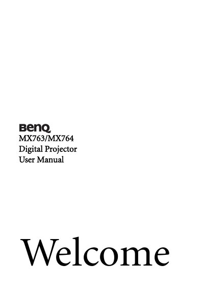 BenQ MX763/MX764 Digital Projector User Manual