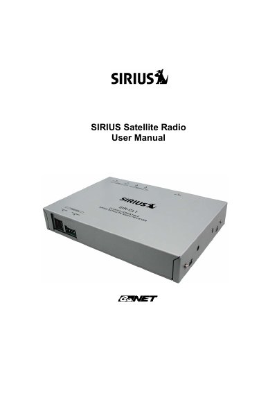 SIRIUS SIR-CL1 Satellite Radio User Manual - cover page
