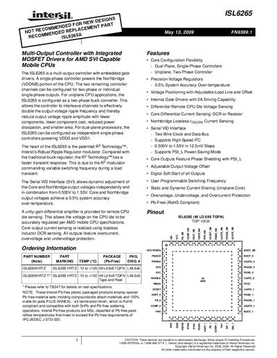 Intersil ISL6265 Datasheet