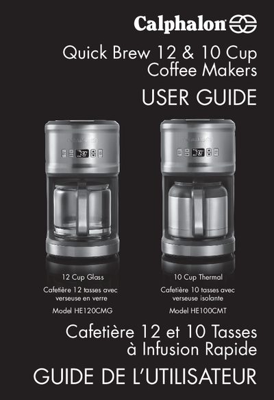 Calphalon Quick Brew 12 & 10 Cup Coffee Makers User Guide - cover page