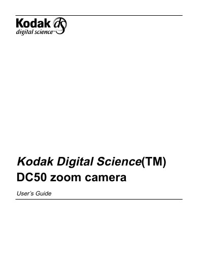 Kodak DC50 Zoom Camera User's Guide - cover page