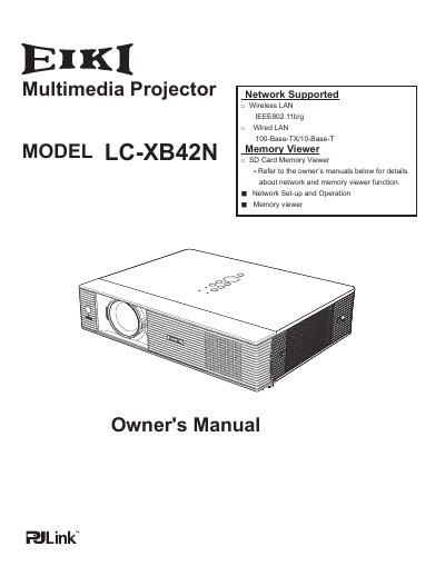 EIKI LC-XB42N Multimedia Projector User Manual