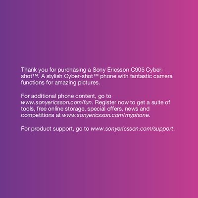 Sony Ericsson G905 Cyber-shot user manual - cover page