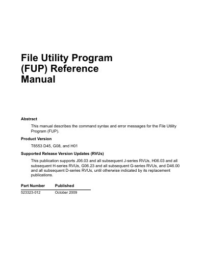Hewlett-Packard T6553 D45 G08 H01 File Utility Program Reference Manual cover