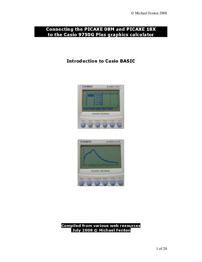 Casio 9750G Plus Graphics Calculator Programming Manual - cover page