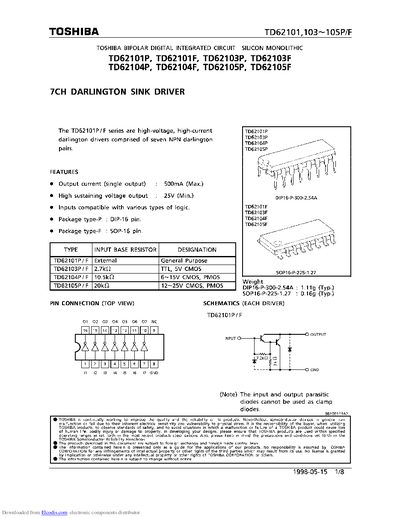 TOSHIBA TD62101 103~105P/F Manual - cover page