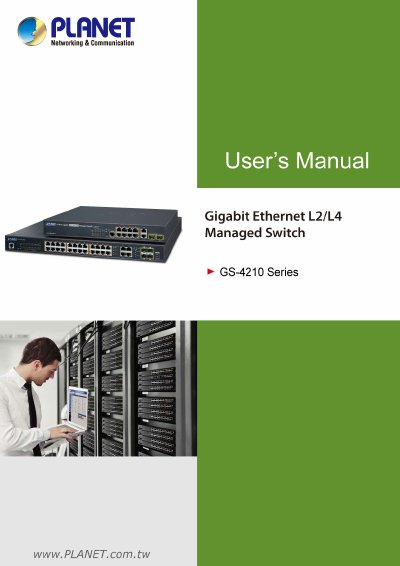 PLANET GS-4210 Series Gigabit Ethernet Managed Switch User's Manual - cover page