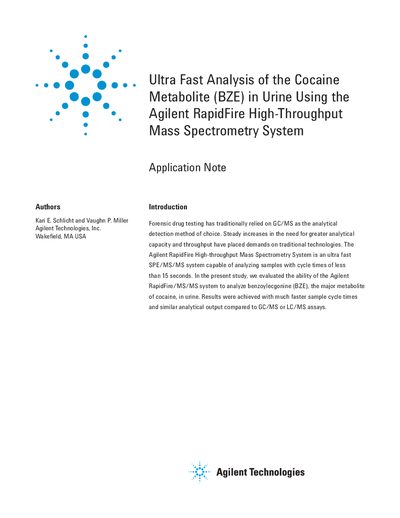 Agilent RapidFire High-Throughput Mass Spectrometry System Application Note - cover page