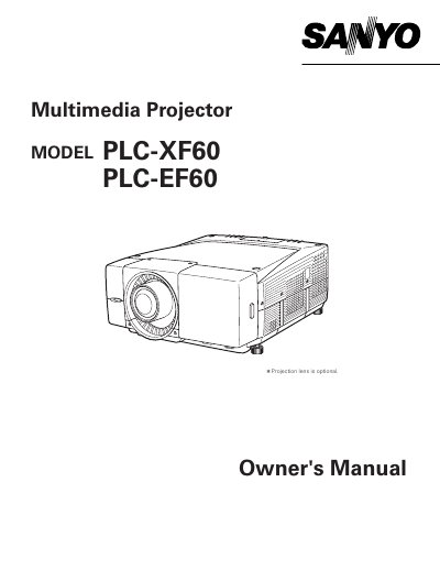 Sanyo PLC-XF60/PLC-EF60 Multimedia Projector Owner's Manual