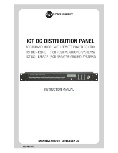 ICT ICT180-12BRC/ICT180-12BRCP Broadband Distribution Panel with Remote Power Control Instruction Manual - cover page