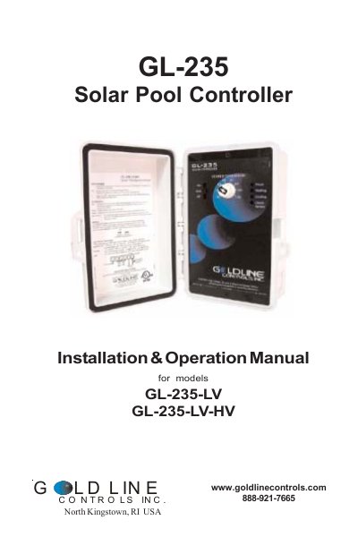 Goldline Controls GL-235 Solar Pool Controller Installation and Operation Manual