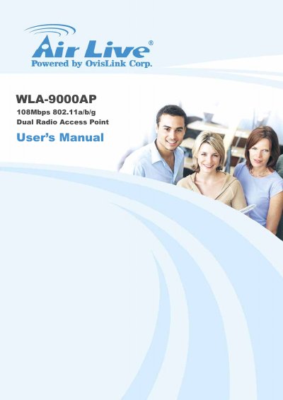 airlive WLA-9000AP 108Mbps 802.11a/b/g Dual Radio Access Point Manual - cover page
