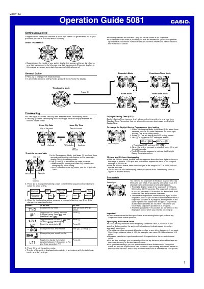 Casio 5081 Watch Operation Guide