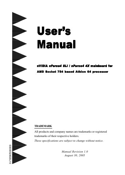 NVIDIA nForce4 SLi / nForce4 4X Mainboard User Manual - cover page