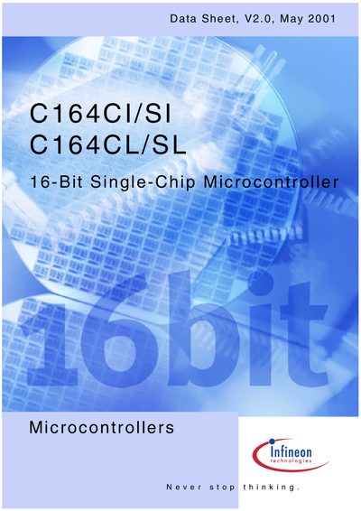 Infineon C164CI/SI C164CL/SL 16-Bit Single-Chip Microcontroller Datasheet - cover page