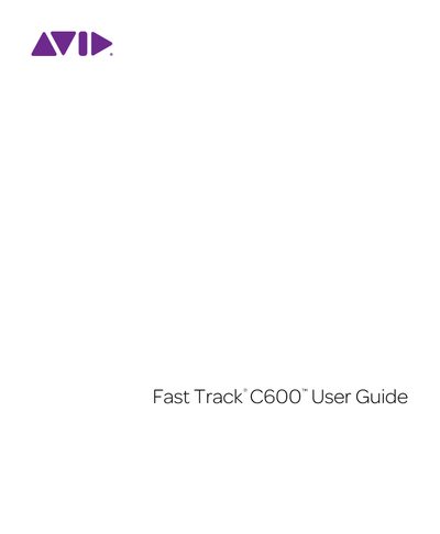 Avid Fast Track C600 User Guide - cover page