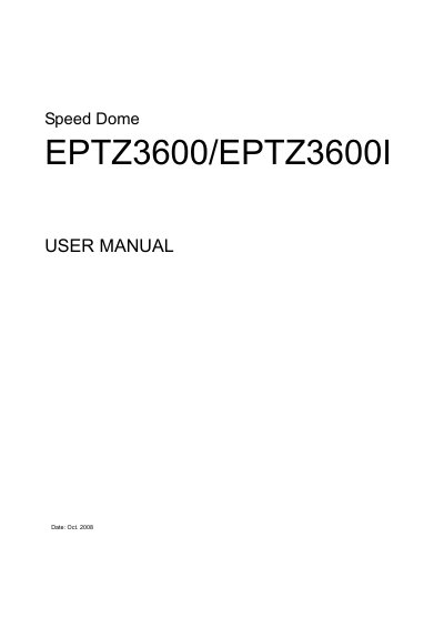 EverFocus EPTZ3600/EPTZ3600I Speed Dome User Manual - cover page