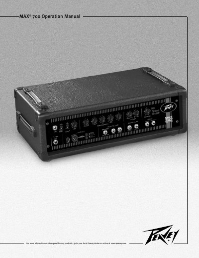 Peavey MAX 700 User Manual - cover page