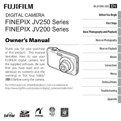 Fujifilm FinePix JV250 / JV200 Owner's Manual - cover page
