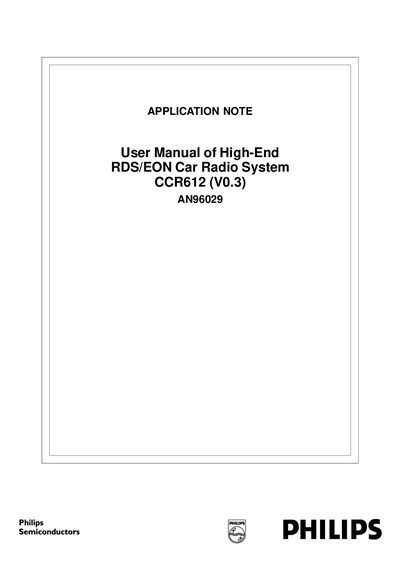 PHILIPS AN96029 Manual - cover page