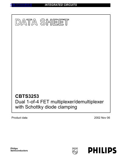 Philips CBTS3253 Dual 1-of-4 FET Multiplexer Datasheet - cover page