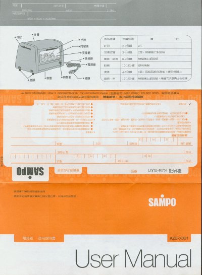 Sampo KZB-X061 Electronic Oven User Manual - cover page