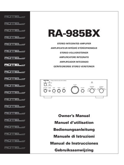 ROTEL RA-985BT Manual - cover page