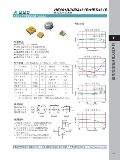 HBM HE461B/HEM461B/HES461B Integration Broadband Amplifier Manual - cover page