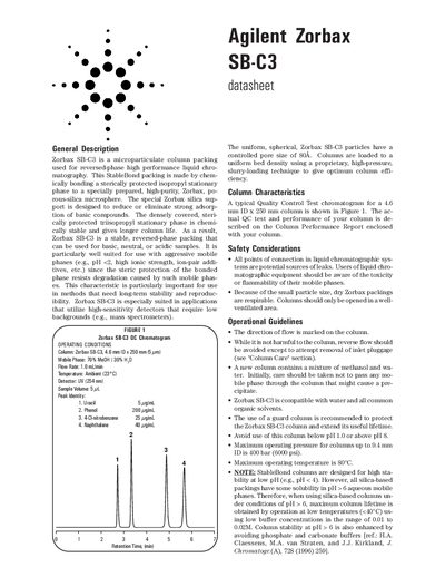 Agilent Zorbax SB-C3 Reversed-Phase Column Datasheet - cover page