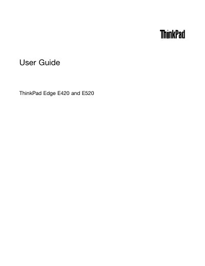 Lenovo ThinkPad Edge E420/E520 User Guide - cover page
