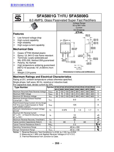 ZS SFAS801G to SFAS808G Glass Passivated Super Fast Rectifiers Datasheet - cover page