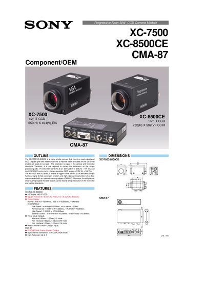 Sony XC-7500 / XC-8500CE CMA-87 User Manual