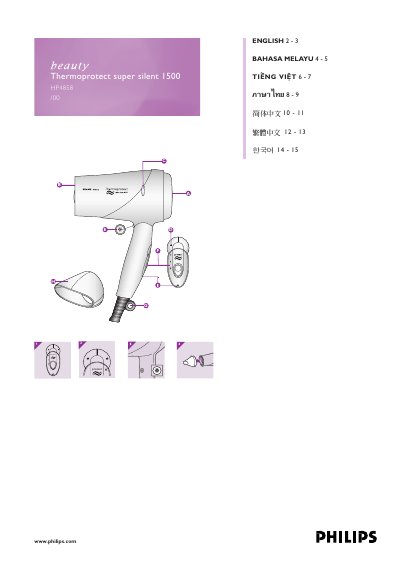 Philips HP4858/00 Hair Dryer User Manual - cover page
