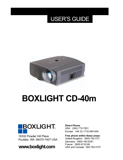Boxlight CD-40m Projector User Manual - cover page