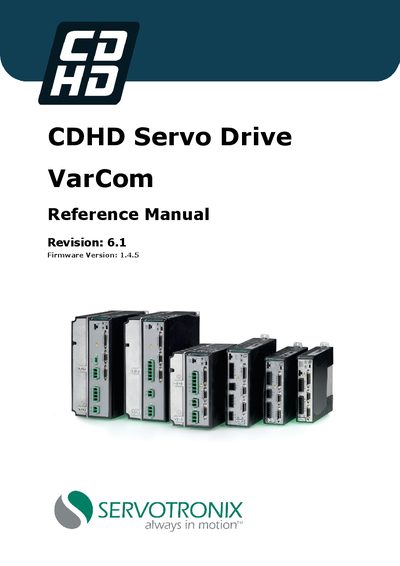 Servotronix VarCom Reference Manual - cover page