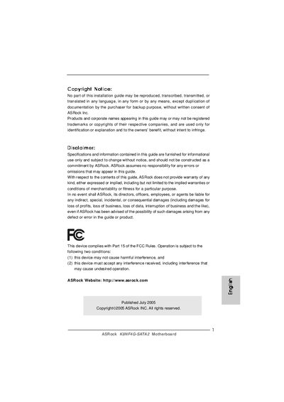 ASRock K8NF4G-SATA2 Motherboard Quick Installation Guide - cover page