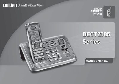 Uniden DECT2085 Series Cordless Telephone Owner's Manual - cover page