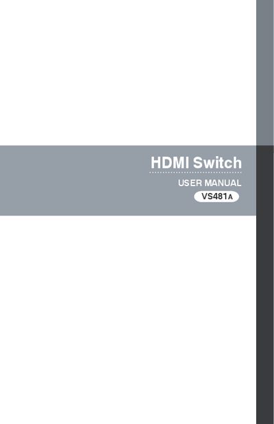 ATEN VS481 A HDMI Switch User Manual - cover page