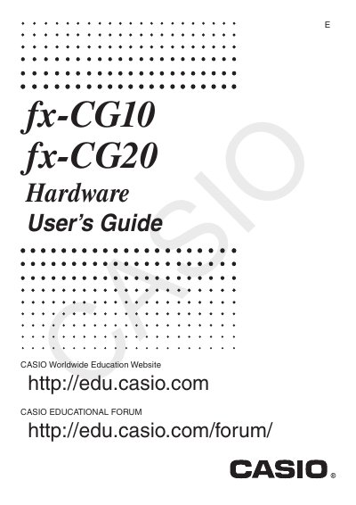Casio fx-CG10/fx-CG20 User Manual - cover page