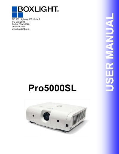 MBOXLIGHT Pro5000SL Projector User Manual - cover page
