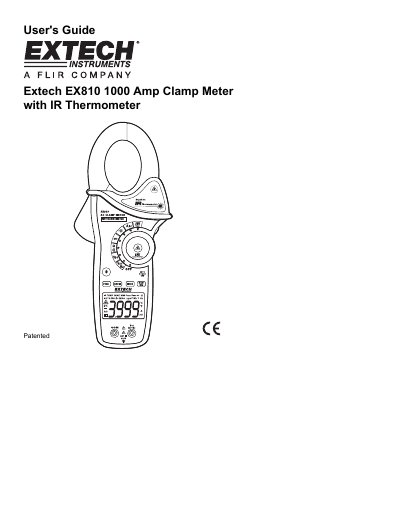 Extech EX810 1000 Amp Clamp Meter with IR Thermometer User's Guide - cover page