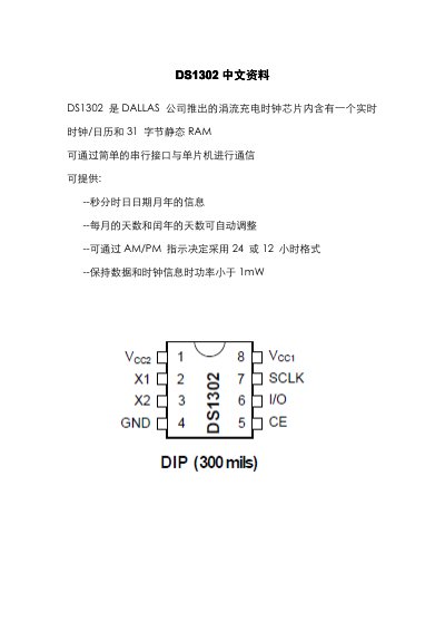 Dallas DS1302 Clock Chip Datasheet - cover page