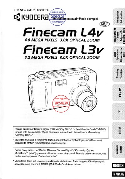 Kyocera Finecam L4v/L3v User Manual - cover page