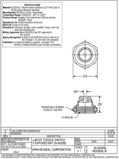 APM-HEXSEAL N-5032B Hexseal Datasheet - cover page