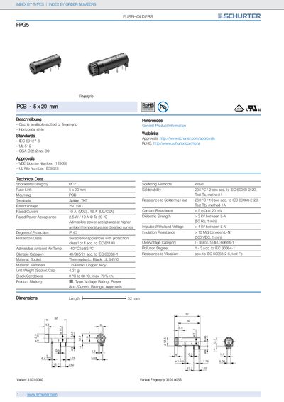 SCHURTER FPG5 Fuseholder Handbook - cover page