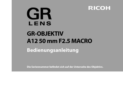 Ricoh GR Lens User Manual - cover page