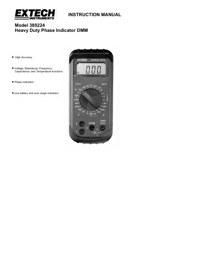 Extech Model 380224 Phase Indicator DMM User's Guide - cover page